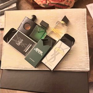 Yves Saint Laurent Set - Black, Green, Gold miniatures 7.5 ml fluid each bottle